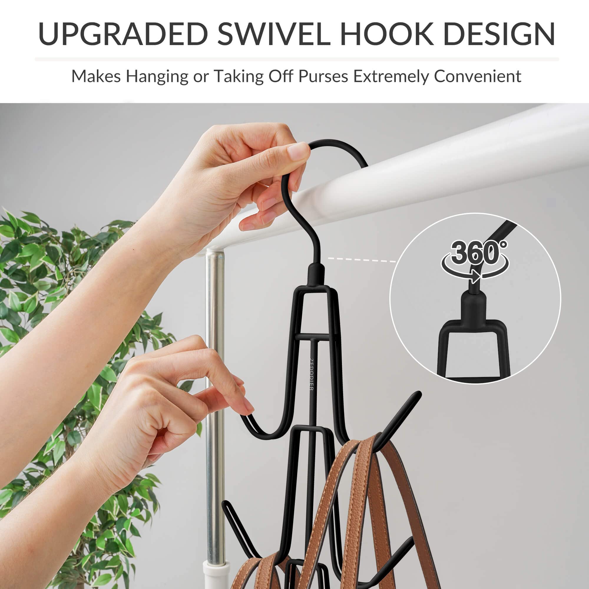 Zedodier Purse Hanger Organizer For Closet, 2 Pack Hanging Bag Holder, Keeping Purses Visible And In Good Condition, Metal Handb